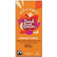 Seed and Bean Organic Extra Dark Chocolate Bar - Mandarin & Ginger - 85g