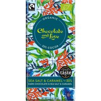 Chocolate & Love Organic Fairtrade Sea Salt & Caramel 55% Dark Chocolate Bar - 80g