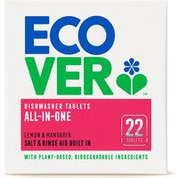 Ecover All-in-One Dishwasher Tablets - Lemon & Mandarin - 22 Tabs