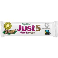 Tropical Wholefoods Just 5 Organic & Fairtrade Snack Bar - Date & Cocoa - 8 x 40g