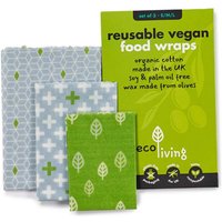 ecoLiving Reusable Vegan Food Wraps - Set of 3