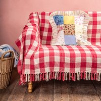 Ian Snow Recycled Gingham Throw - Dark Pink at Natural Collection Ian Snow Recycled Gingham Throw - Dark Pink.