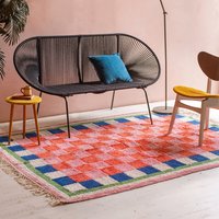 Ian Snow Lizzie Pink & Red Chequered Recycled Cotton Rug - Large at Natural Collection Ian Snow Lizzie Pink & Red Chequered Recycled Cotton Rug - Large.