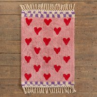 Ian Snow Agatha Pink & Red Heart Recycled Cotton Rug at Natural Collection Ian Snow Agatha Pink & Red Heart Recycled Cotton Rug.