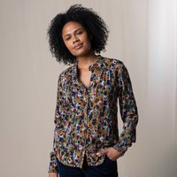 Lily & Me Rita Floral Frill Ikat Shirt - Olive at Natural Collection Lily & Me Rita Floral Frill Ikat Shirt - Olive.