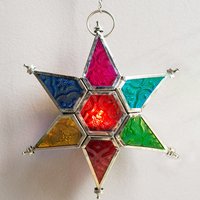 Ian Snow Multi Coloured Glass & Iron Hanging Star Lantern at Natural Collection Ian Snow Multi Coloured Glass & Iron Hanging Star Lantern.