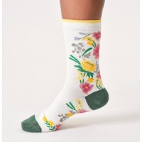 Natural Collection Enjoy 40% Off Thought Climbing Floral Cotton Socks Stone White UK47