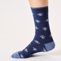 Natural Collection Enjoy 40% Off Thought Bee Bamboo Crew Socks Midnight Blue Sizes UK47