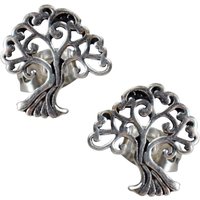Silver Coloured Tree of Life Stud Earrings