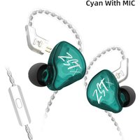 Auriculares internos kz zst x 1ba + 1dd, auriculares portivos de graves hifi con cable plateado, auriculares kz zstx zsn