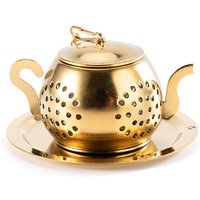 Tesil tekanna form lös teinfuserare i rostfritt stål blad tebryggare sil kedja droppbricka kryddfilter tillbehör