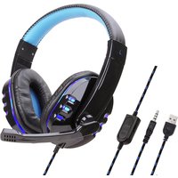Trådbundna hörlurar led ljus headset gaming hörlur sy733 för dator med mikrofon auriculares con kabel för pc