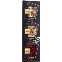 chocome, 3x50g Schokoladen in 3 verschiedenen Geschmacksrichtungen (weiße, Milch- und Zartbitterschokolade) und Variationen für die Weihnachtszeit