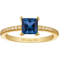 Ring Ellera Quadrato - 18K vergoldet mit blauen Zirkonia-Steinen