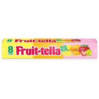 Fruittella-Jumbostick Sommerfrüchte vegan in der Geschmacksrichtung Orange, Erdbeere und Zitrone.