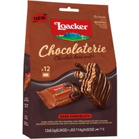 Loacker + Knusprige Waffeln mit Bitterschokoladencreme, überzogen mit Bitterschokolade + 114g (12x9,5g)