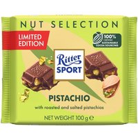 Ritter Sport Milchschokoladentafel mit gerösteten und gesalzenen Pistazienstücken