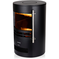 2KW Elmswell Round Contemporary Flame Effect Stove Black