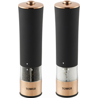 Tower Rose Gold Electric Salt & Pepper Mill Black