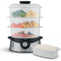 Tower 9 Litre Three Tier Food Steamer Black