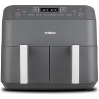 Tower Dual Basket Exclusive Air Fryer with 6 Pre-Set Functions 7.6 Litre Grey