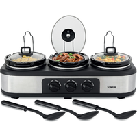 Tower Three Pot Slow Cooker Black