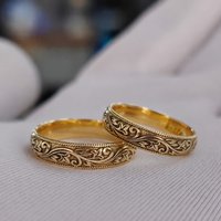 Par Alianças de Moedas Antigas Trabalhadas 4mm Mod. Arthemis