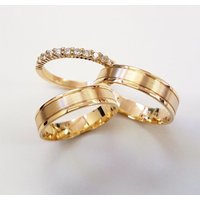 Par Alianças de Moedas Antigas 6mm Mod. R6 Fosca + Solitário S3