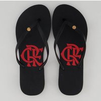 Chinelo Flamengo Basic Escudo Feminino Preto e Vermelho