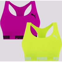 Kit 2 Tops Puma Sem Costura Amarelo e Pink
