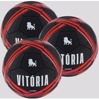 Kit 3 Bolas Vitória Estádios 24 Campo Preta e Vermelha