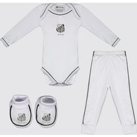 Kit Body Longo Calça e Pantufa Infantil Santos