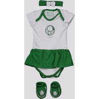 Kit Body Palmeiras Torcida Feminino Branco e Verde