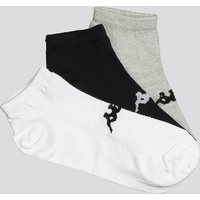 Kit Meia Kappa 3 Pares Sapatilha Branca Cinza e Preta