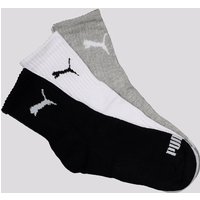 Kit Meia Puma Cano Médio 3 Pares Feminina Preta Branca e Cinza