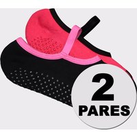 Kit Meia Puma Pilates Feminina 2 pares Preta e Vermelha