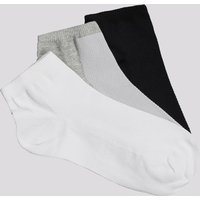Kit Meia Selene 3 Pares Cano Curto Feminino Branca Cinza e Preta