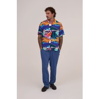 Calça Reta Visco Azul Ciano