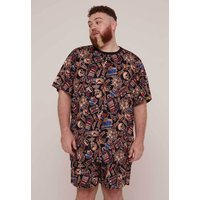 Camiseta Pijama Manga Curta Masculina Estampa Old School