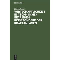 Wirtschaftlichkeit in technischen Betrieben insbesondere der Kraftanlagen