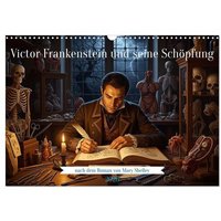 Cover: Victor Frankenstein und seine Schöpfung (Wandkalender 2026 DIN A3 quer), CALVENDO Monatskalender