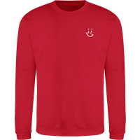 RED SWEATSHIRT WITH WHITE EMBROIDERED GP "DANDY" SMILEY LOGO