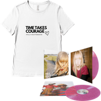 Polly Scattergood (Signed) Double Pink Sparkle Limited Edition Vinyl + 'Time Takes Courage' White T-Shirt