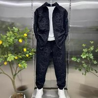 Clothing Autumn Three Dimensional Relief Jacquard Shirt Fashion Slim Trousers Two Piece Suit Trendy Brand Casual Sports Suit