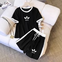 Classic Block Pant Set White Short Sleeve Shirt Shorts Summer Casual Outfit Simple Print Design