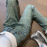 Clothing spring summer luxury gradient rhinestones starry straight jeans narrow leg pants