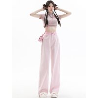 Pink Jeans Women High Waist American Street Wide Leg Pants Fashion Simple Baggy Vintage 2023 NEW Straight Autumn Trousers