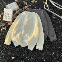 Retro Loose Knit Sweater Casual Comfort Pullover Jacquard Pattern Warm Winter Oversized Crewneck Top 