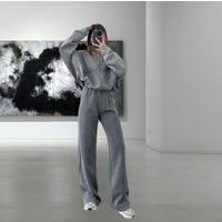 Clothing Solid Two piece Sports Fashion Sweater Casual Loose Suit