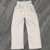 Women's Clothing Popular Five Pointed Star Embroidered Double Waist Sweatpants Casual Two Piece Wide Leg Trousers